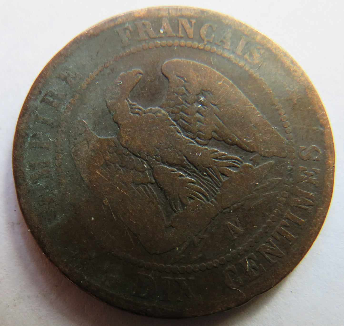 1854-A France Napoleon III 10 Centimes Coin