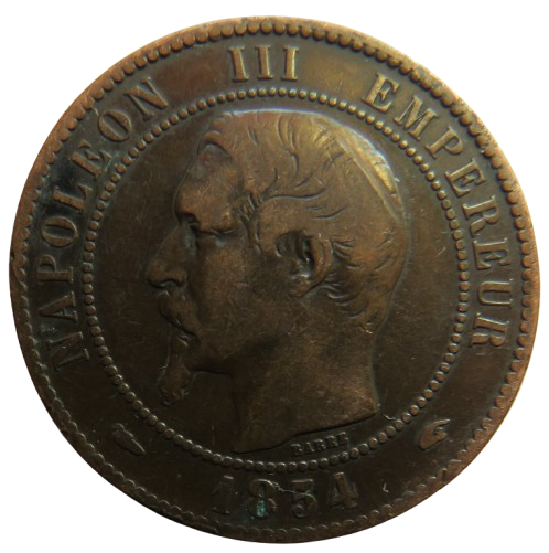1854-A France Napoleon III 10 Centimes Coin