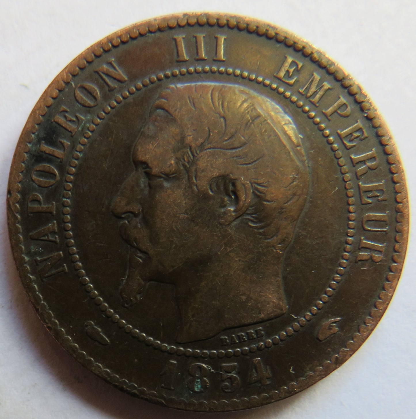 1854-A France Napoleon III 10 Centimes Coin