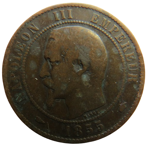 1855-A France Napoleon III 10 Centimes Coin