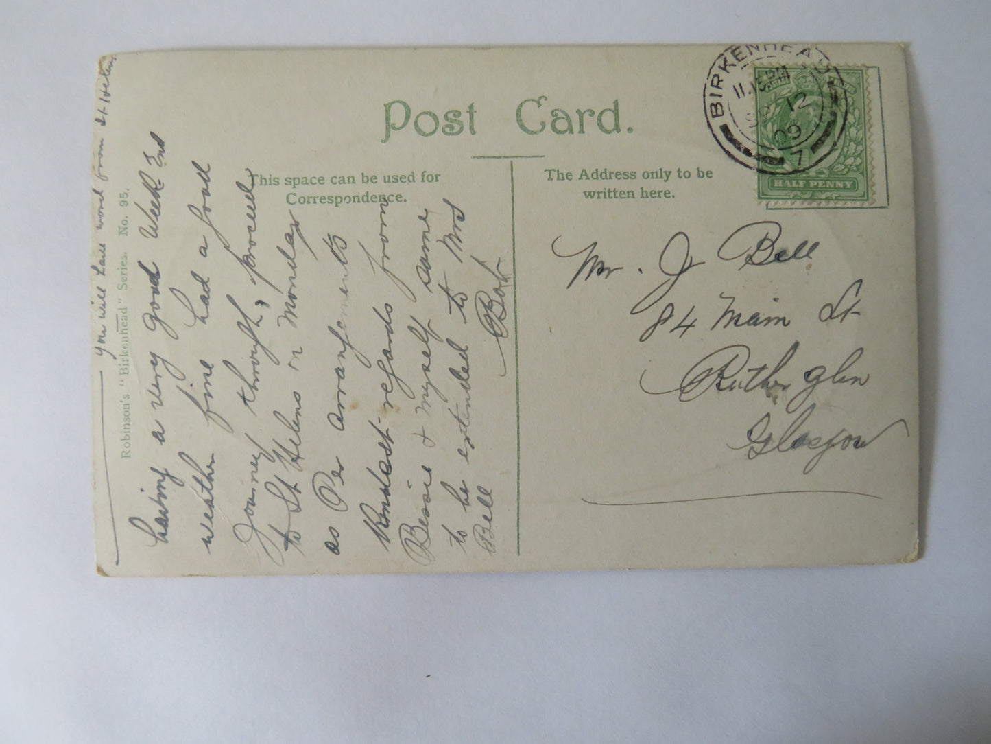 Vintage Postcard of Bidston Woods, Birkenhead, 1909