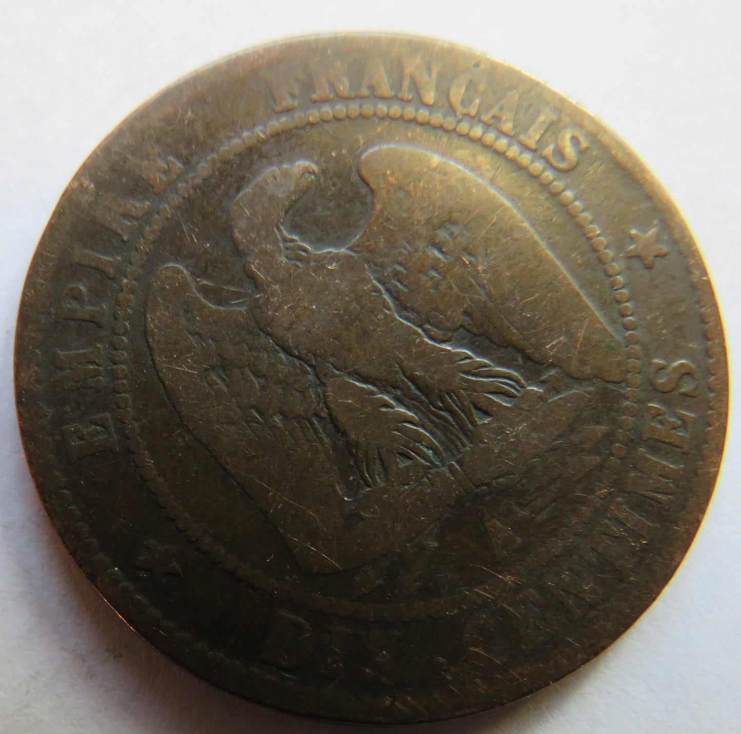 1855-A France Napoleon III 10 Centimes Coin
