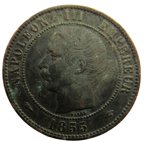 1855-A France Napoleon III 10 Centimes Coin