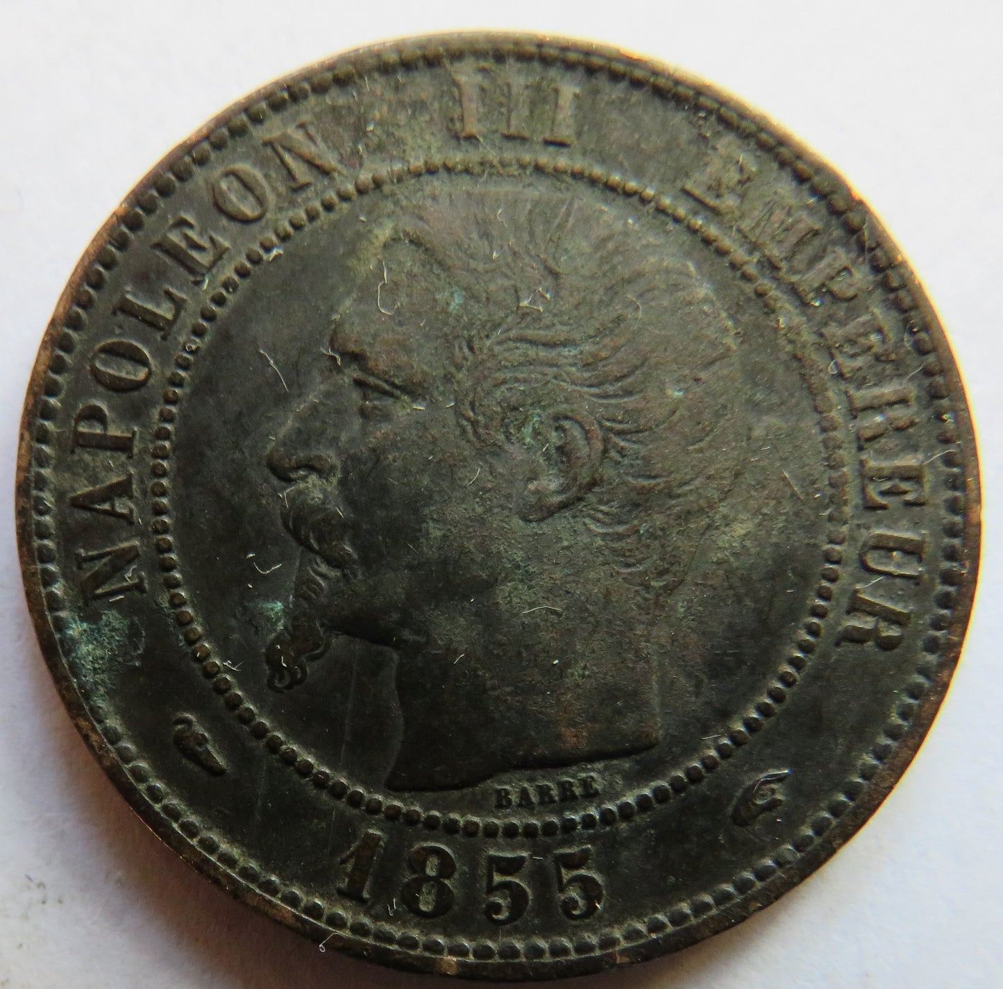 1855-A France Napoleon III 10 Centimes Coin