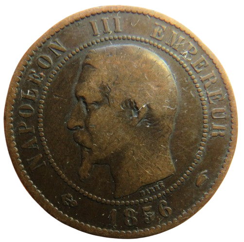 1856-A France Napoleon III 10 Centimes Coin