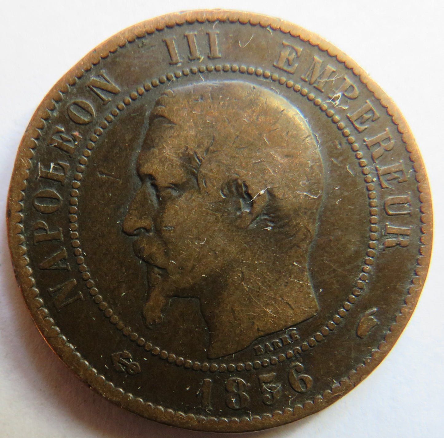 1856-A France Napoleon III 10 Centimes Coin