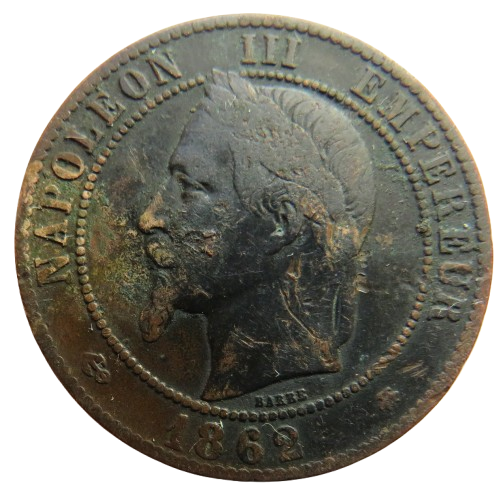 1862-A France Napoleon III 10 Centimes Coin