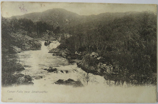 Vintage Postcard of Conan Falls near Strathpeffer, 1908
