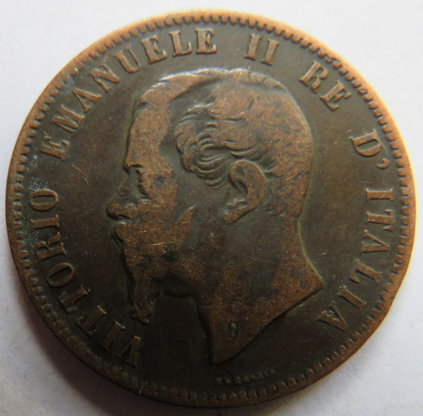 1863 Italy 10 Centesimi Coin
