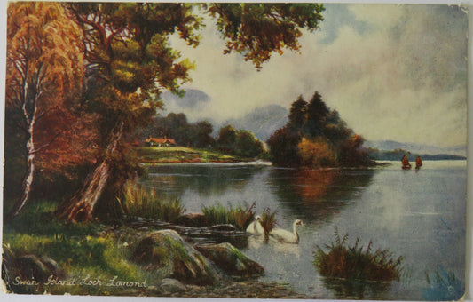 Vintage Postcard of Swan Island, Loch Lomond, 1904