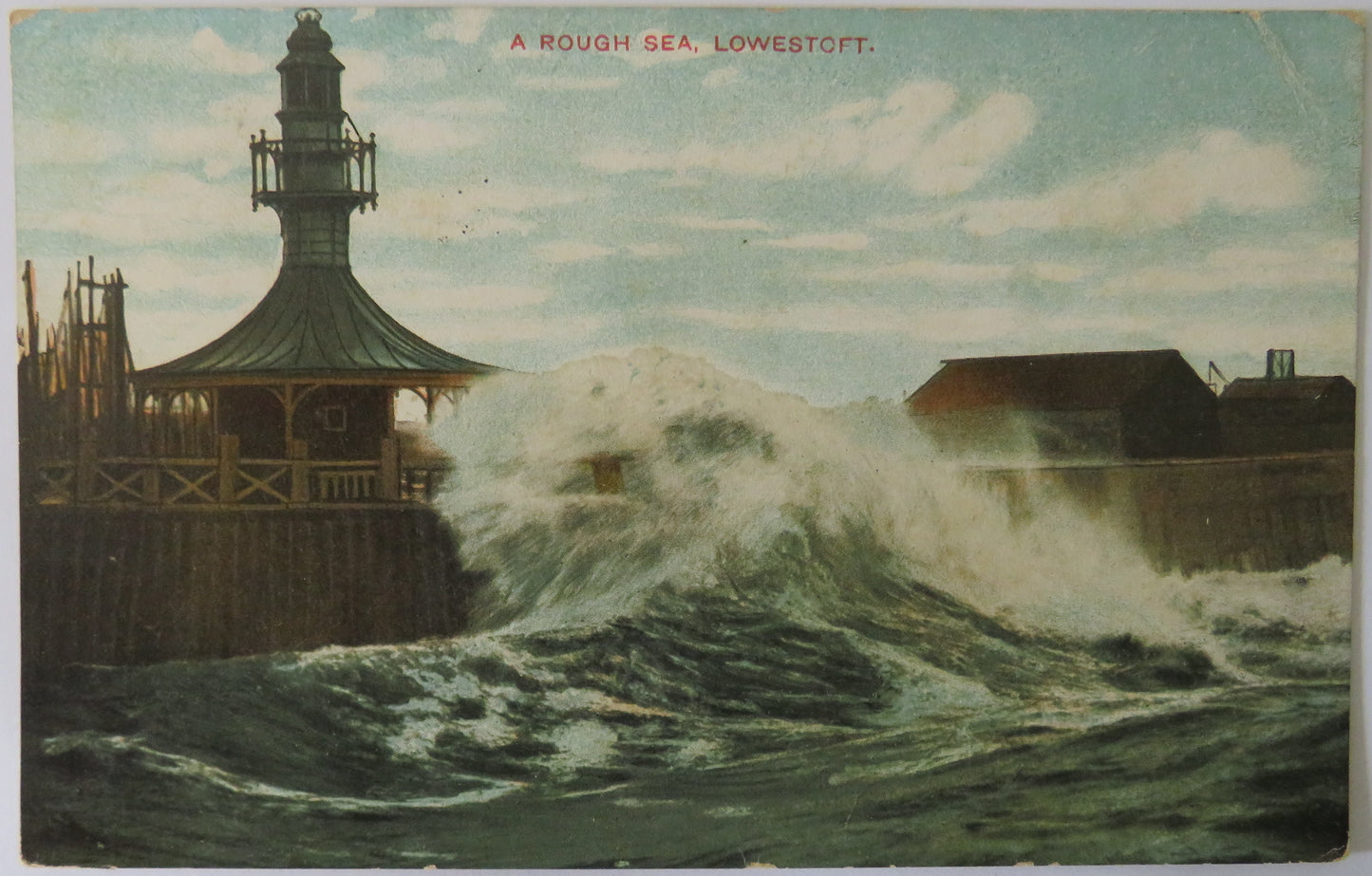 Vintage Postcard of a Rough Sea, Lowestoft