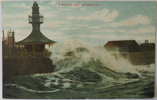 Vintage Postcard of a Rough Sea, Lowestoft