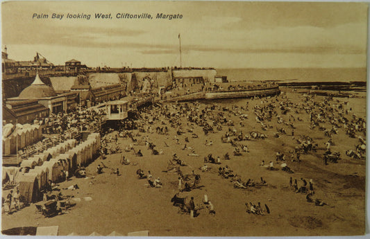 Vintage Postcard of Palm Bay looking West, Cliftonville, Margate