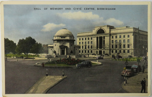 Vintage Postcard of Hall of Memory and Civic Centre, Birmingham