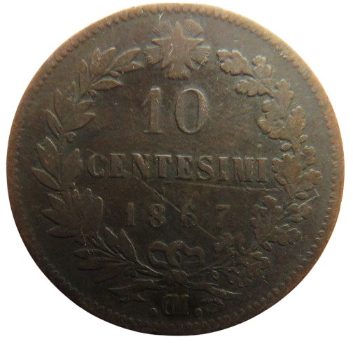 1867-OM Italy 10 Centesimi Coin