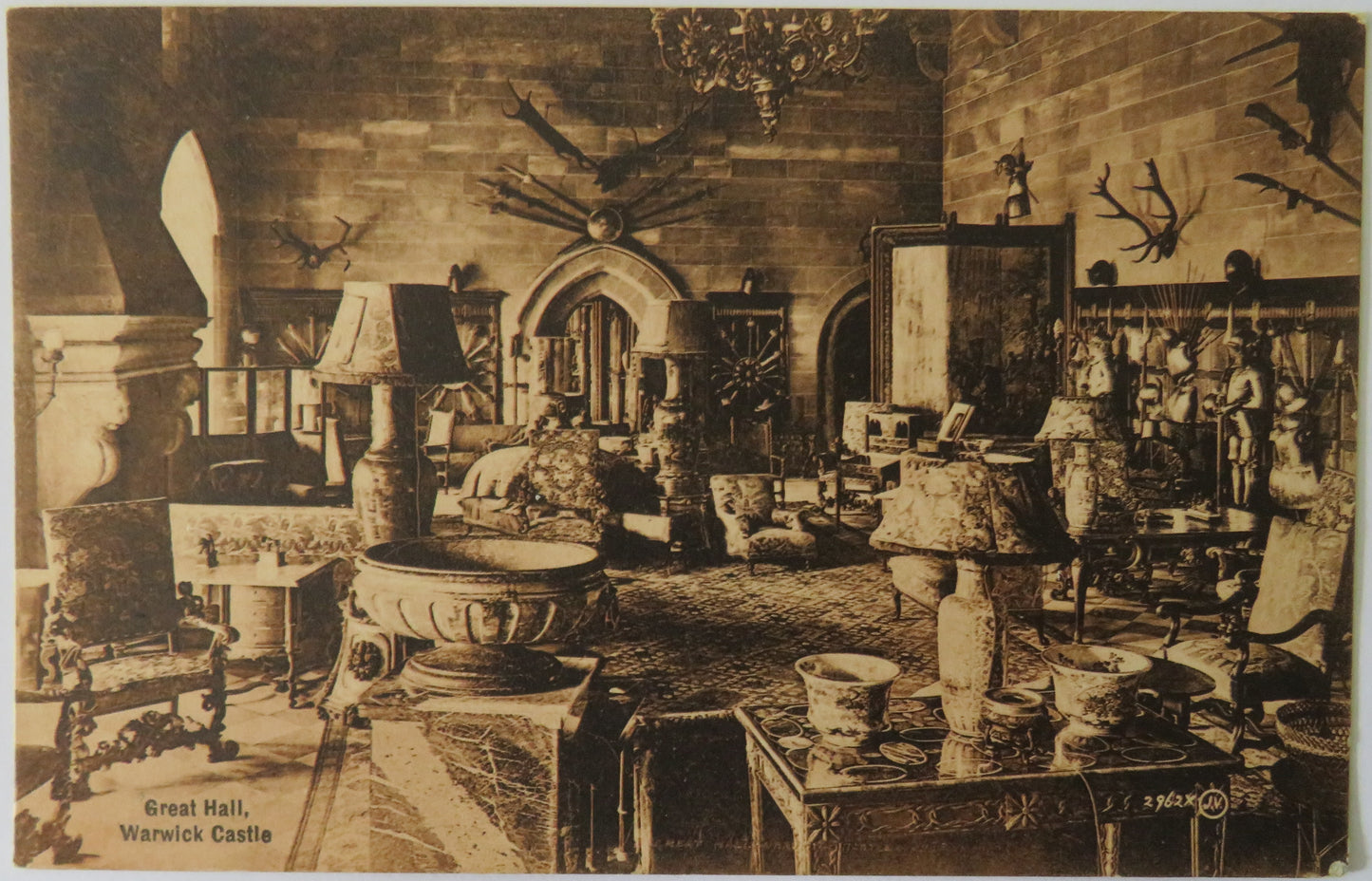 Vintage Postcard of the Great Hall, Warwick Castle