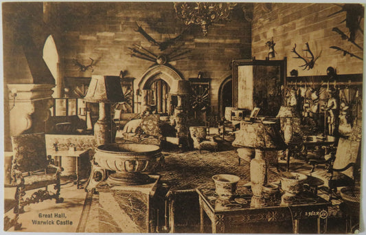 Vintage Postcard of the Great Hall, Warwick Castle