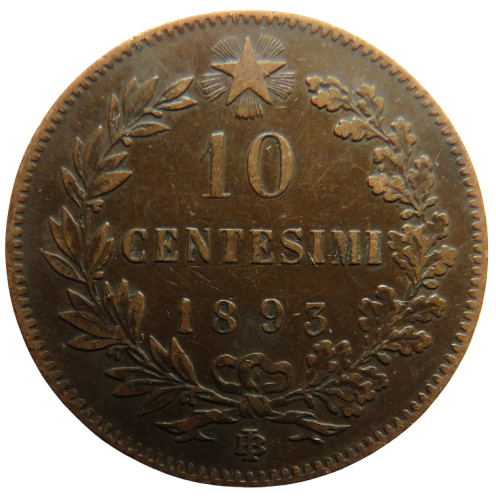 1893-B/I Italy 10 Centesimi Coin