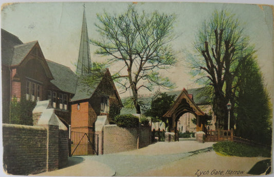 Vintage Postcard of Lych Gate, Harrow