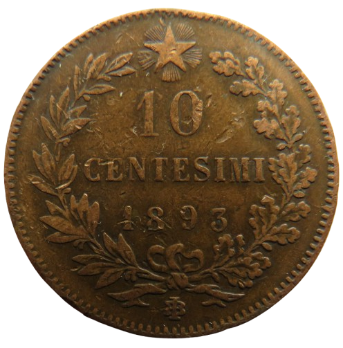1893-B/I Italy 10 Centesimi Coin