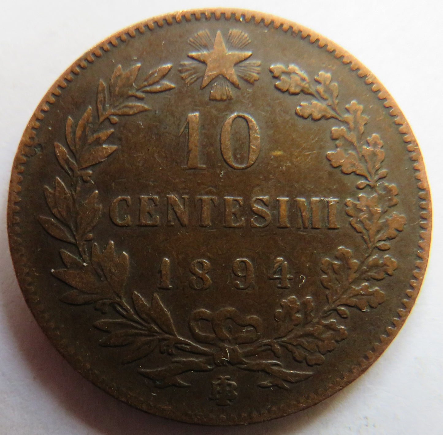 1894 B/I Italy 10 Centesimi Coin