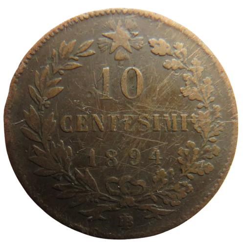 1894 B/I Italy 10 Centesimi Coin