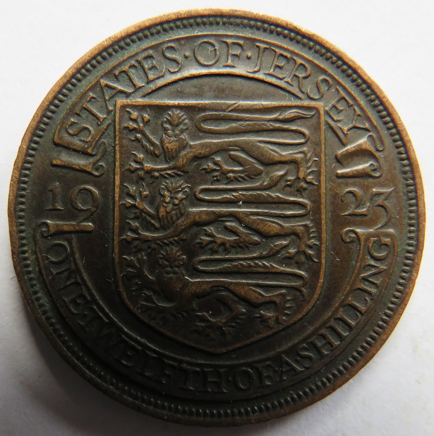 1923 King George V States of Jersey 1/12th of a Shilling Coin