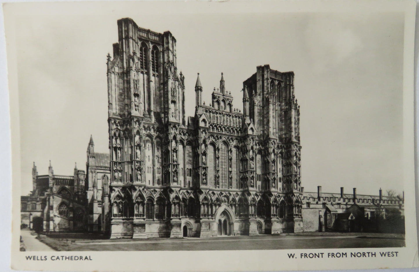 Vintage Postcard of Wells Cathedral, W. Front from North West