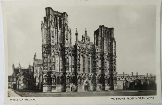 Vintage Postcard of Wells Cathedral, W. Front from North West