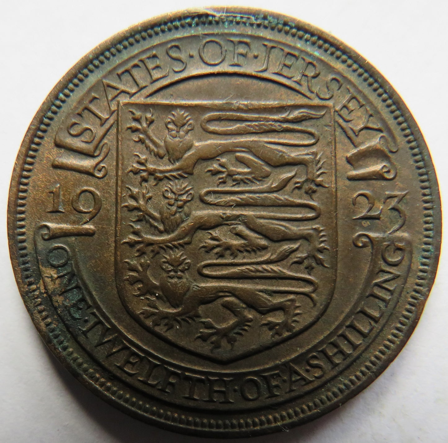 1923 King George V States of Jersey 1/12th of a Shilling Coin