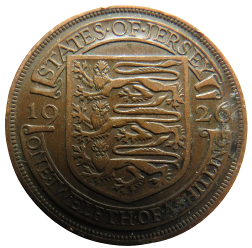 1926 King George V States of Jersey 1/12th of a Shilling Coin