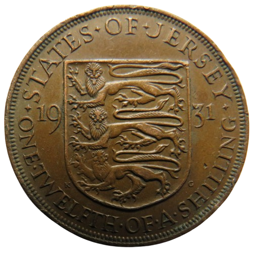1931 King George V States of Jersey 1/12th of a Shilling Coin