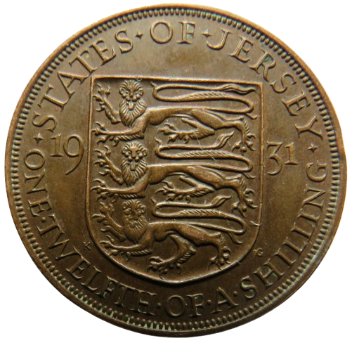 1931 King George V States of Jersey 1/12th of a Shilling Coin