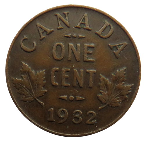 1932 King George V Canada One Cent Coin