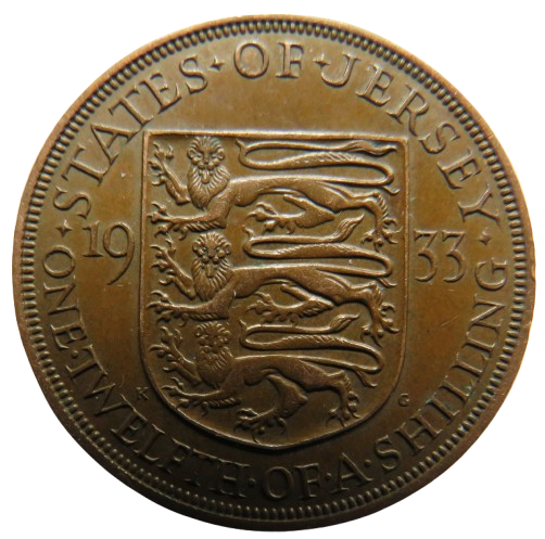 1933 King George V States of Jersey 1/12th of a Shilling Coin