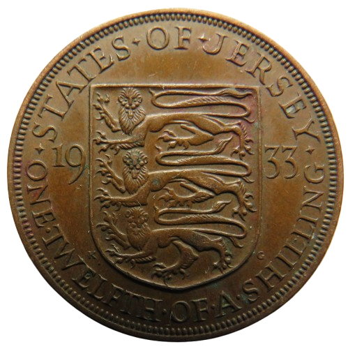 1933 King George V States of Jersey 1/12th of a Shilling Coin