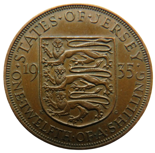 1935 King George V States of Jersey 1/12th of a Shilling Coin