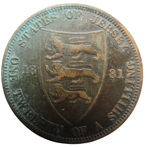 1881 Queen Victoria States of Jersey 1/12th of a Shilling Coin