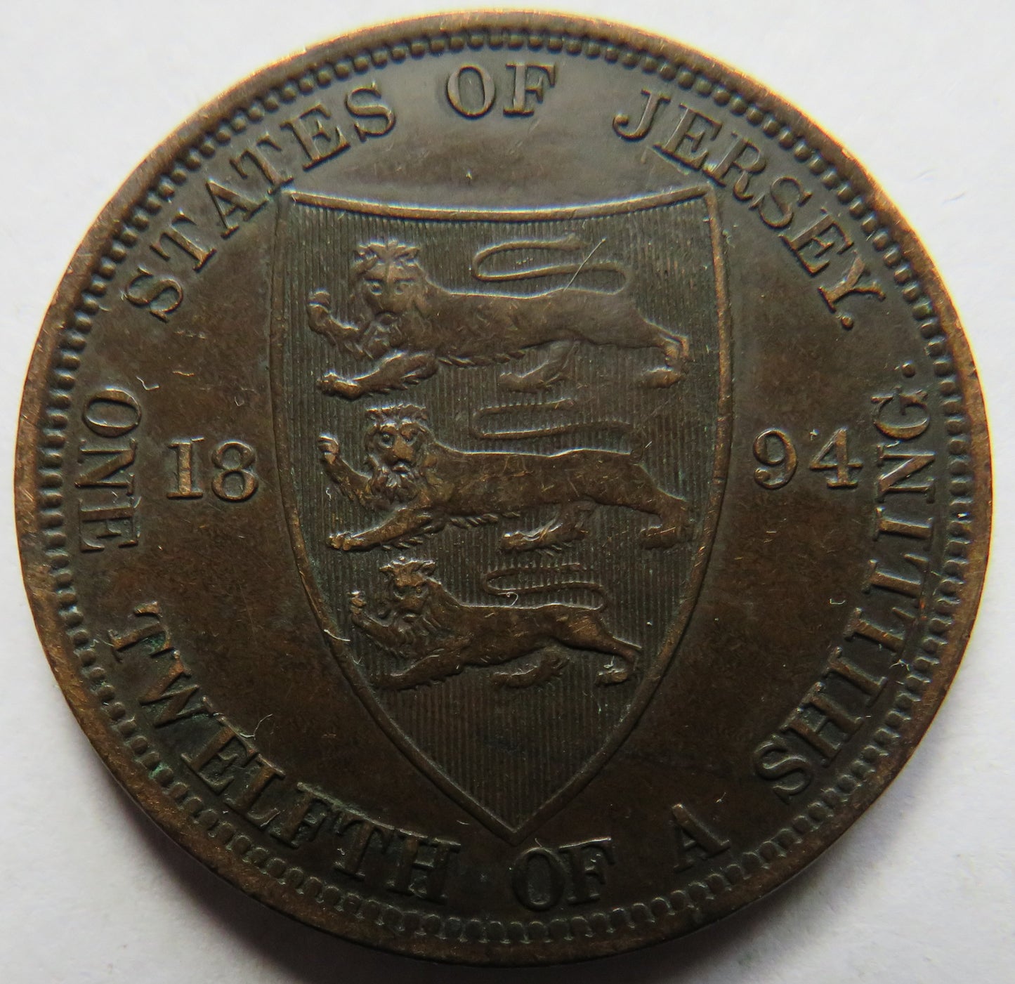 1894 Queen Victoria States of Jersey 1/12th of a Shilling Coin