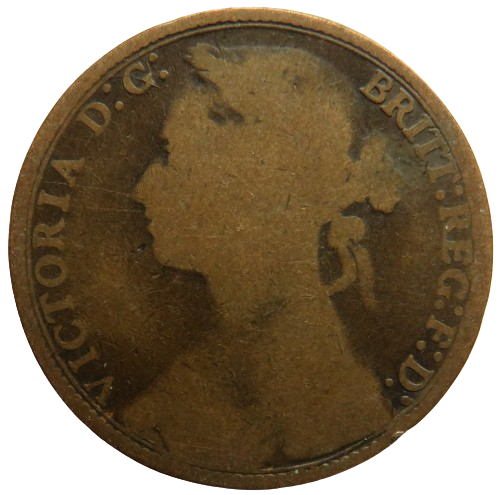 1879 Queen Victoria Bun Head One Penny Coin - Great Britain