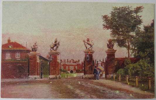 Vintage Postcard of The Trophy or Unicorn Gates, Hampton Court Palace