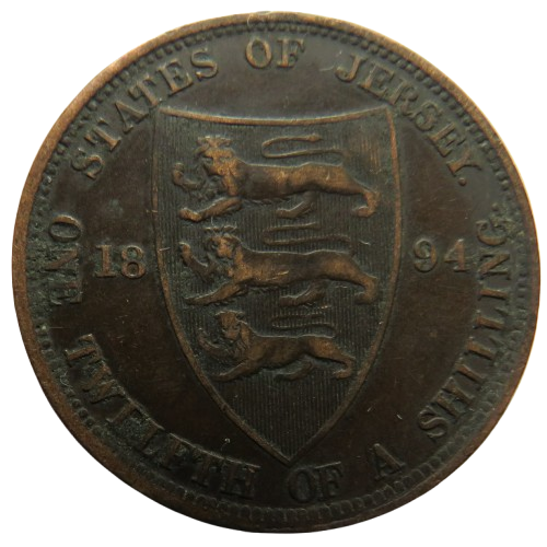 1894 Queen Victoria States of Jersey 1/12th of a Shilling Coin