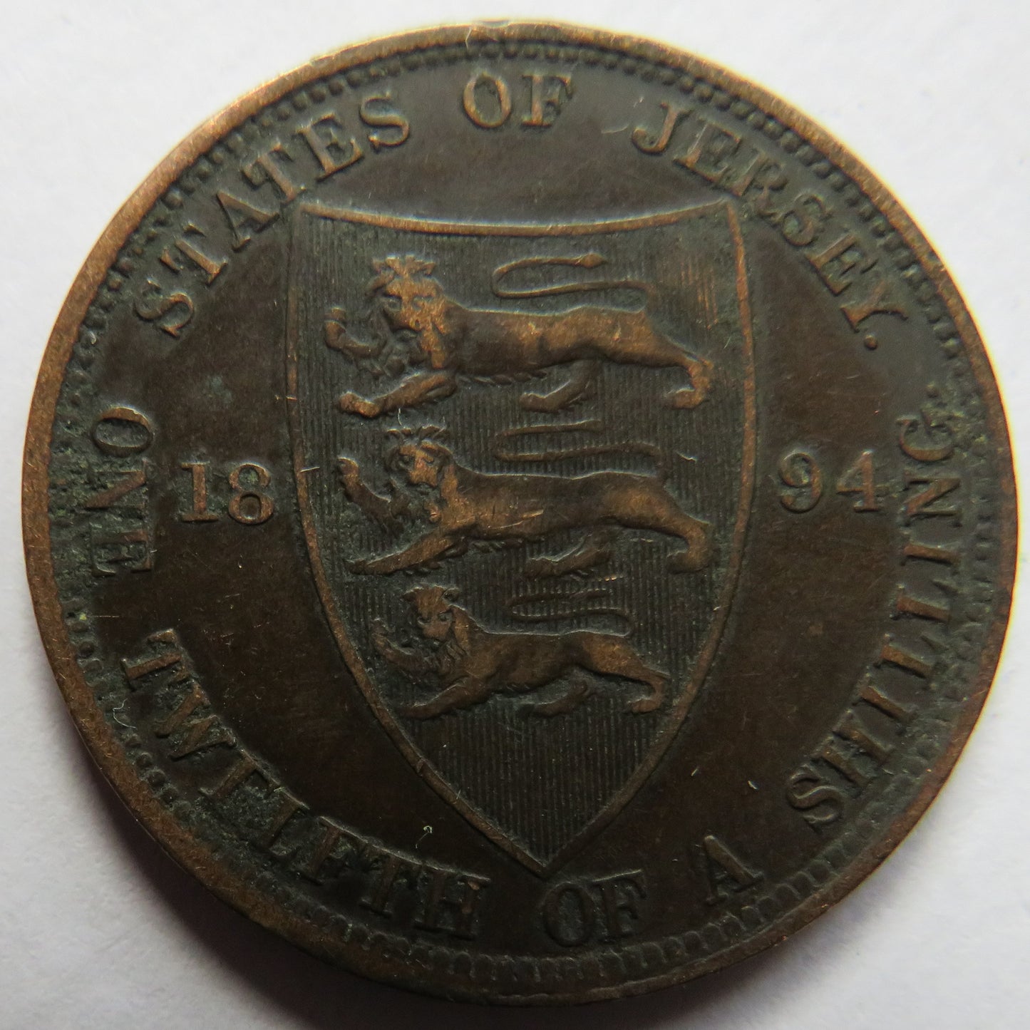 1894 Queen Victoria States of Jersey 1/12th of a Shilling Coin