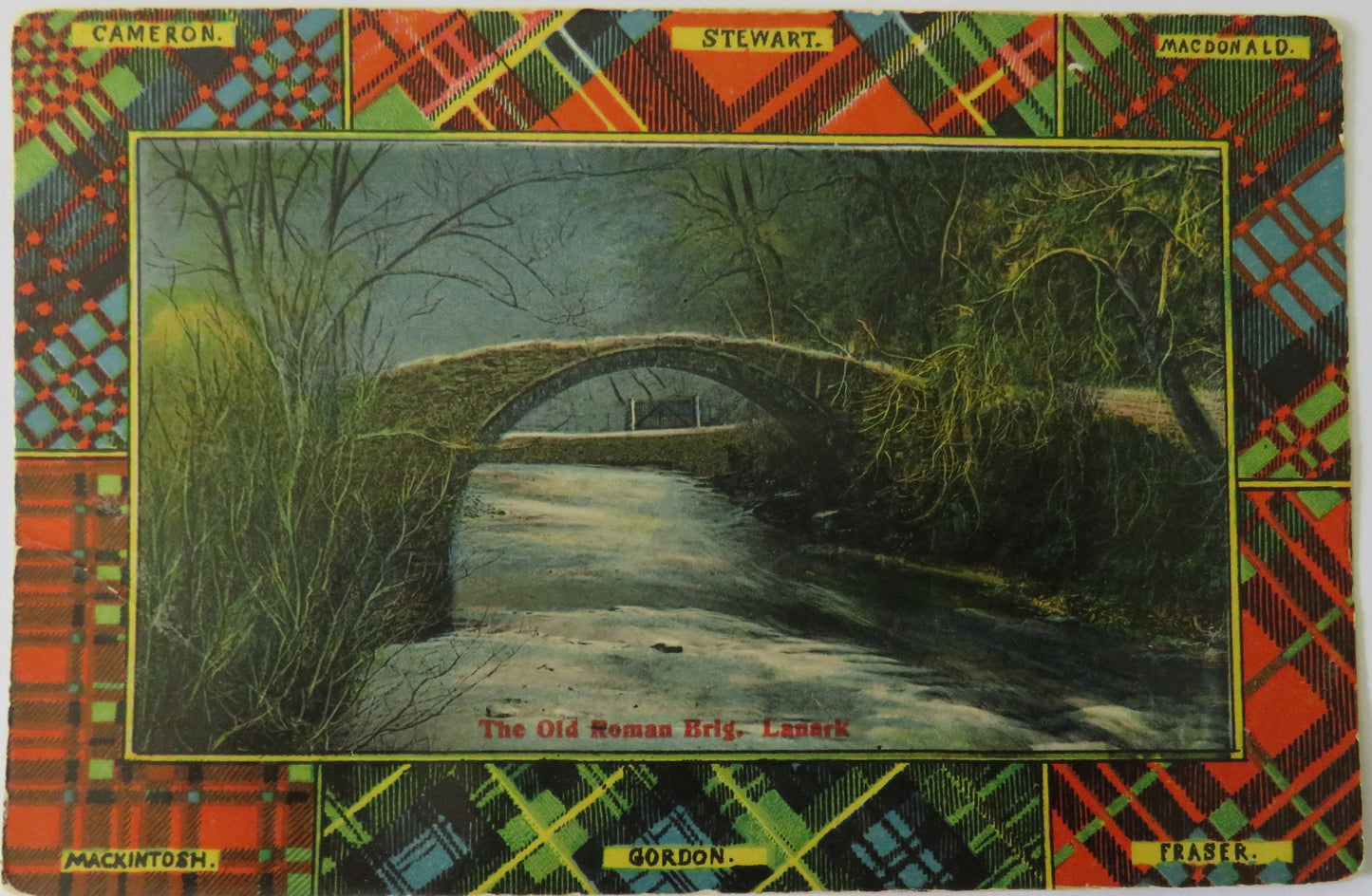 Vintage Postcard of The Old Roman Brig, Lanark, Tartan Postcard, 1909