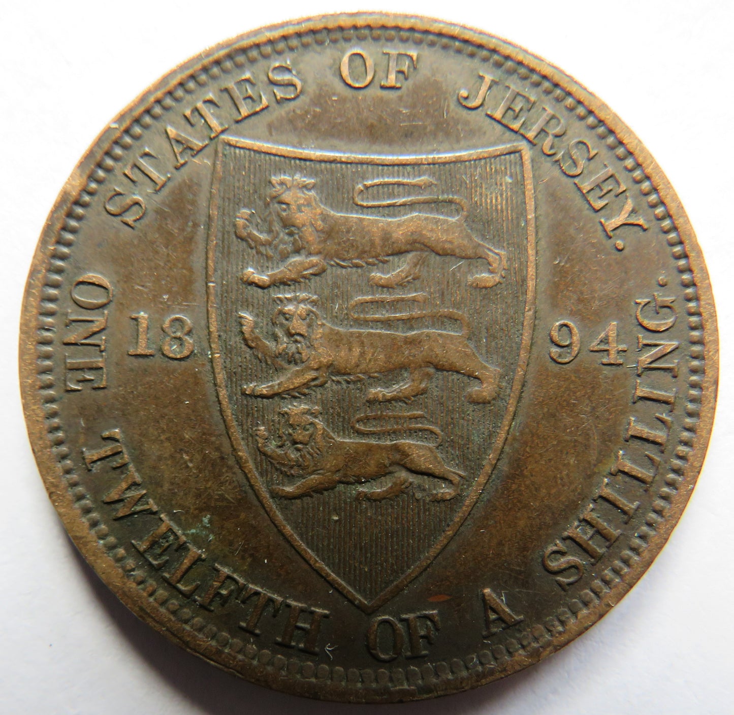 1894 Queen Victoria States of Jersey 1/12th of a Shilling Coin