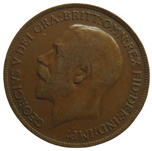 1921 King George V One Penny Coin - Great Britain