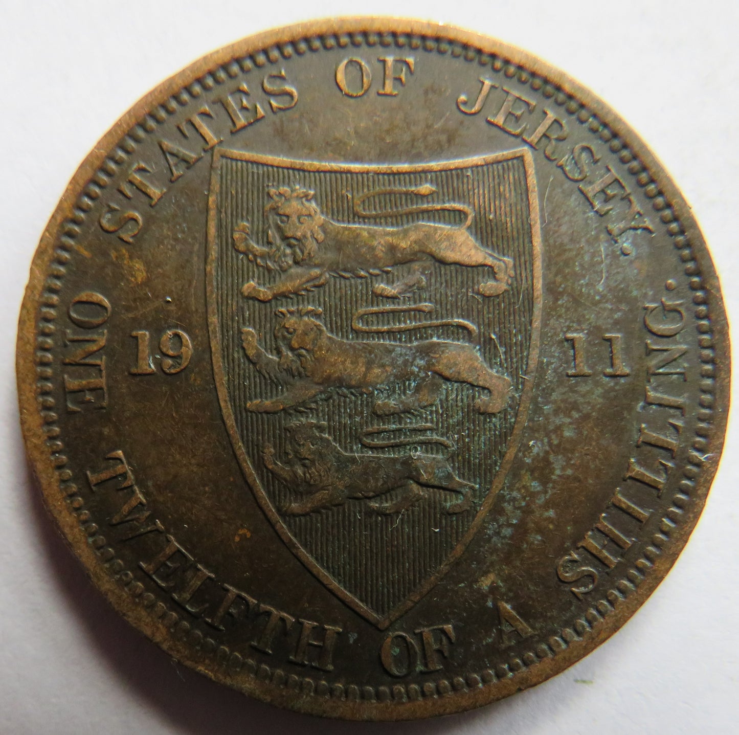 1911 King George V Jersey 1/12th of a Shilling Coin