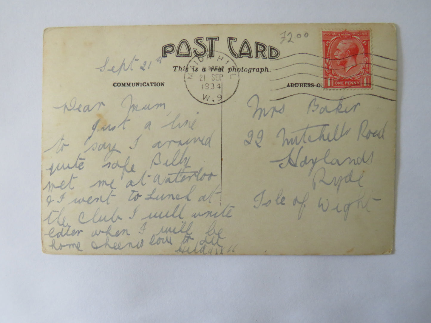 Vintage Postcard of Peter Pan, Kensington Gardens, 1934
