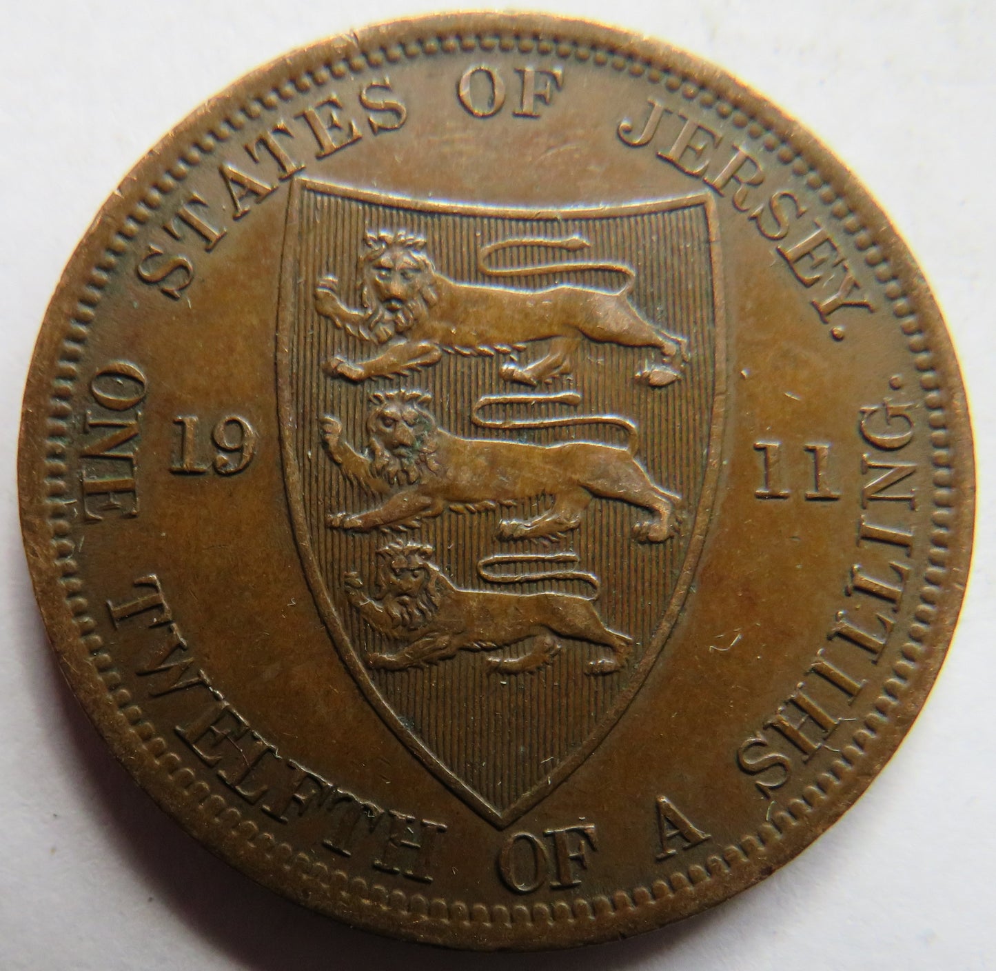 1911 King George V Jersey 1/12th of a Shilling Coin