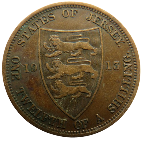 1913 King George V Jersey 1/12th of a Shilling Coin